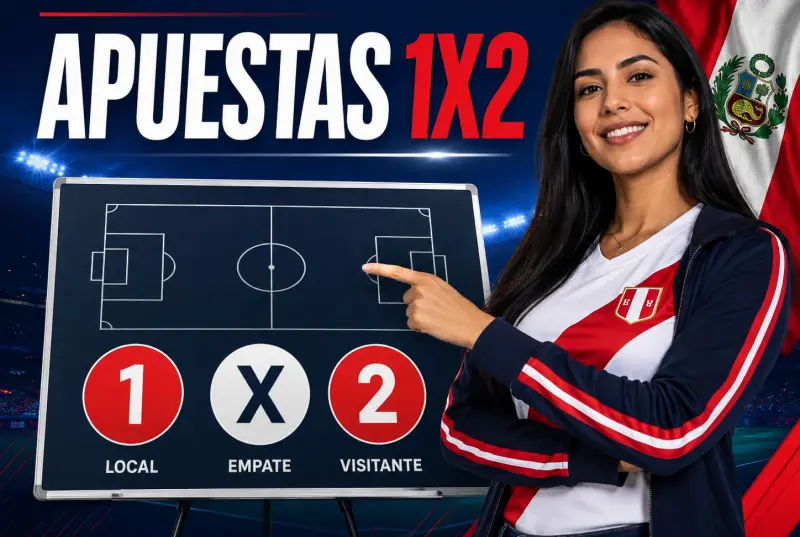 Guía visual sobre apuestas 1X2 en fútbol con las opciones local empate y visitante