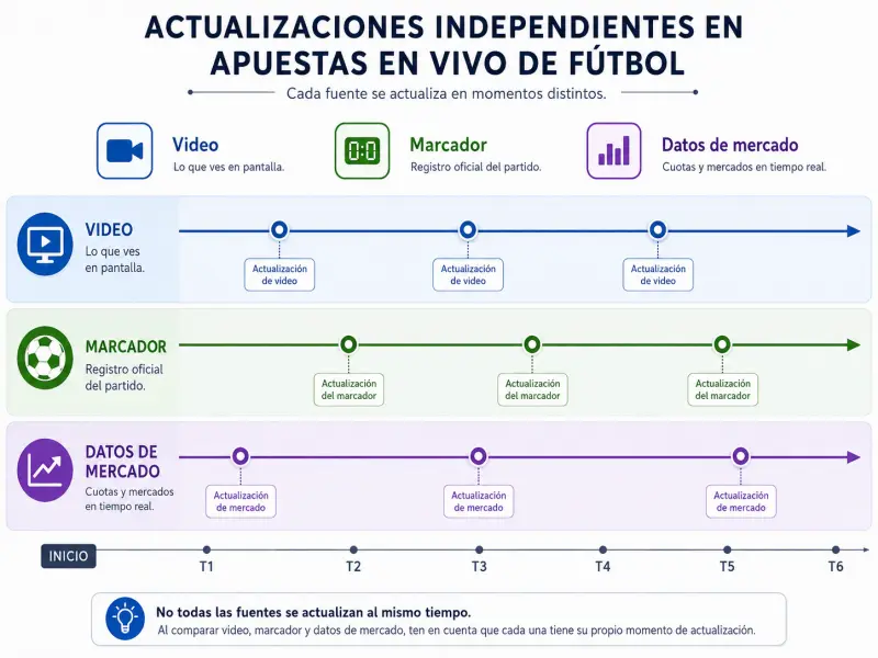 Esquema de diferencias entre mercados prematch y en vivo