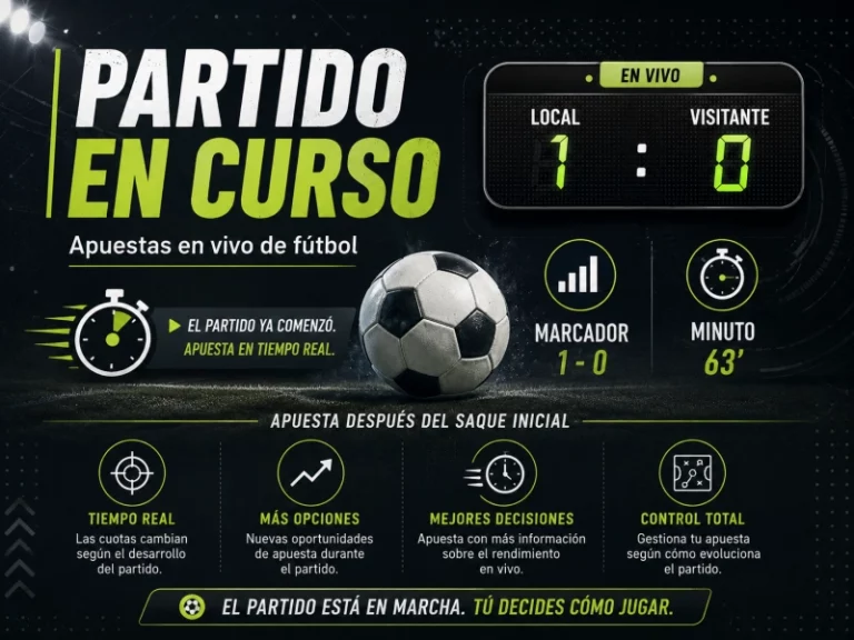 Infografía que representa apuestas realizadas después del inicio de un partido de fútbol