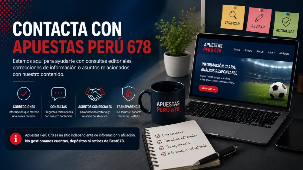 Contacto con Apuestas Perú 678 para consultas y correcciones editoriales