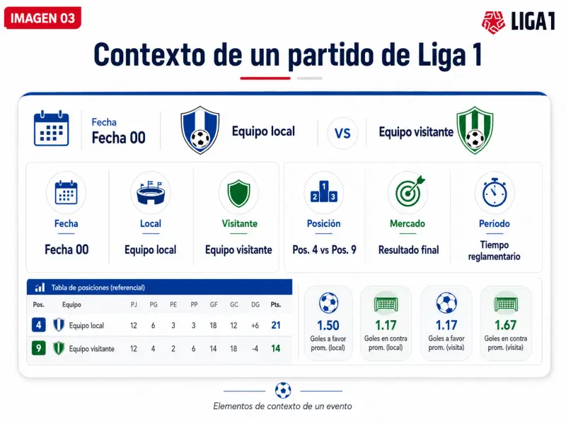Tarjeta informativa con datos de un partido genérico de Liga 1