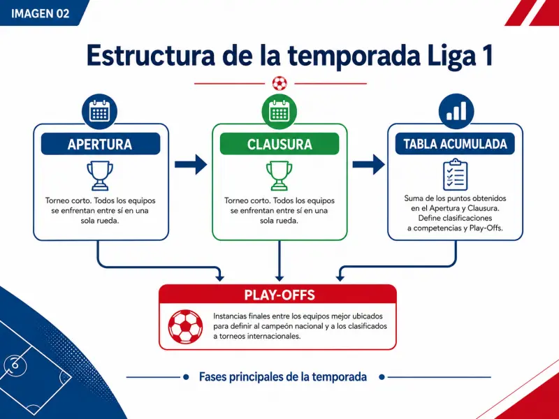 Esquema de las etapas Apertura, Clausura y Tabla Acumulada de Liga 1
