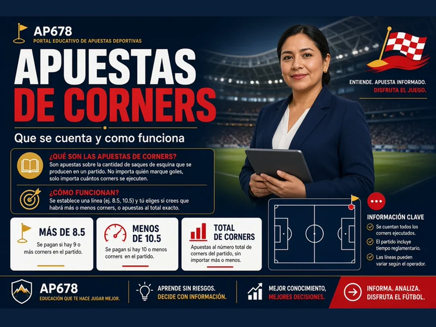 Guía visual sobre apuestas de córners y tiros de esquina en fútbol