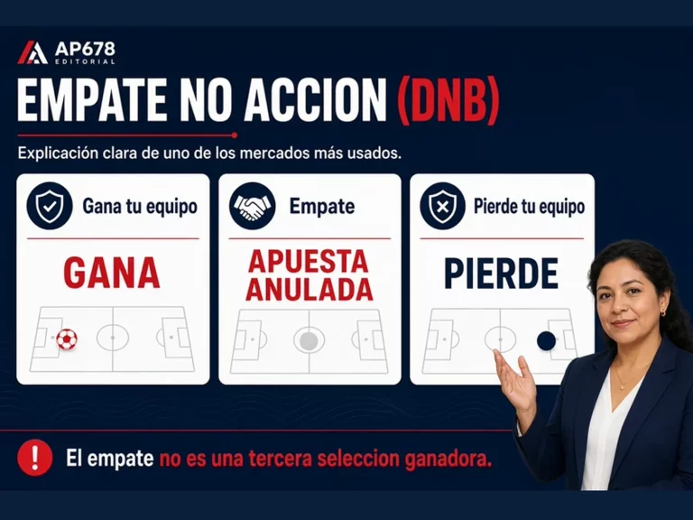 Infografía de empate no acción Draw No Bet con victoria, empate y derrota