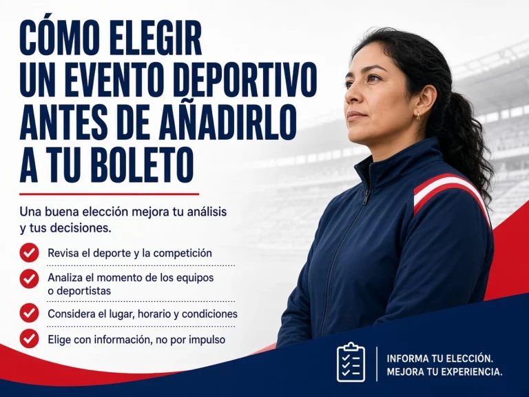 Comparación visual de varios eventos deportivos antes de añadir una selección al boleto