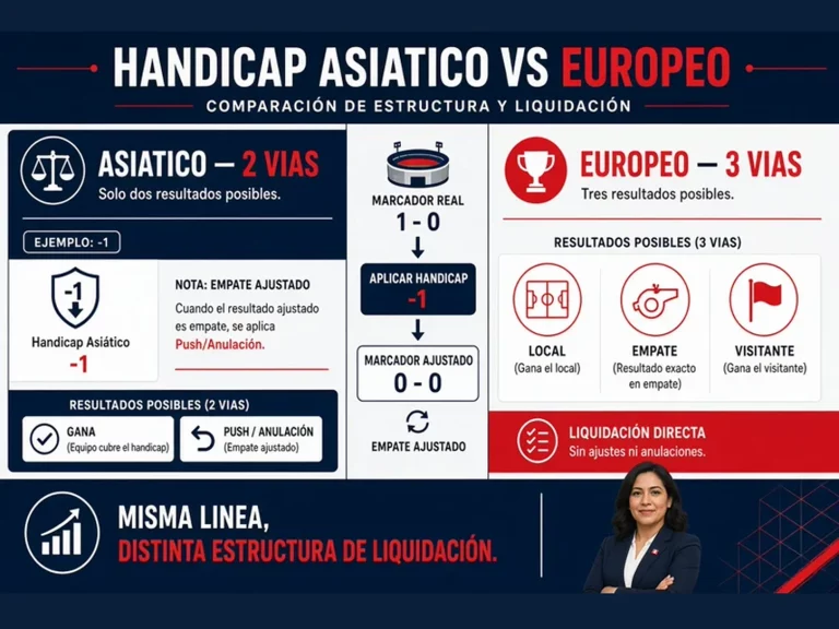 Comparación visual entre hándicap asiático y hándicap europeo en fútbol
