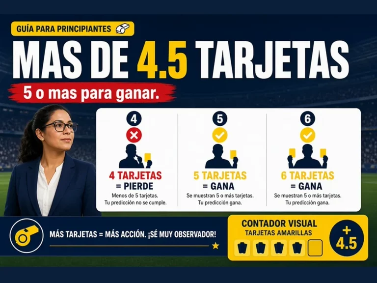 Infografía que explica una línea de más de 4.5 tarjetas en fútbol