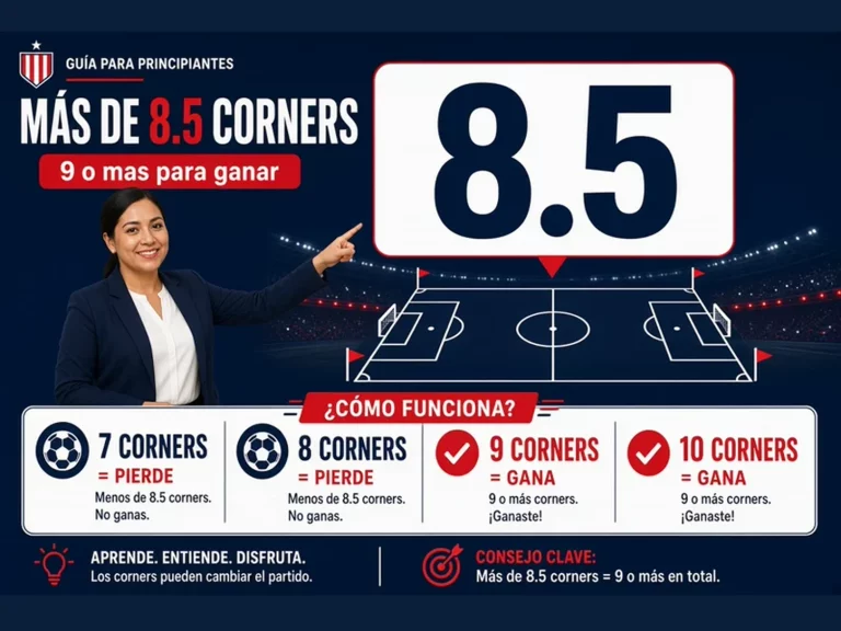 Infografía que explica que más de 8.5 córners necesita nueve o más tiros de esquina