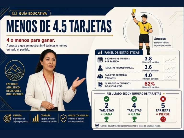 Infografía que explica una línea de menos de 4.5 tarjetas en fútbol