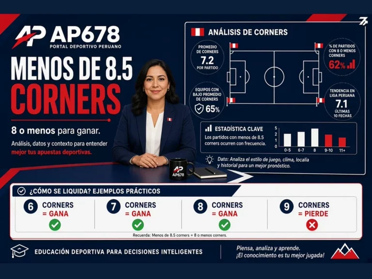 Guía visual que explica menos de 8.5 córners con ocho o menos para ganar