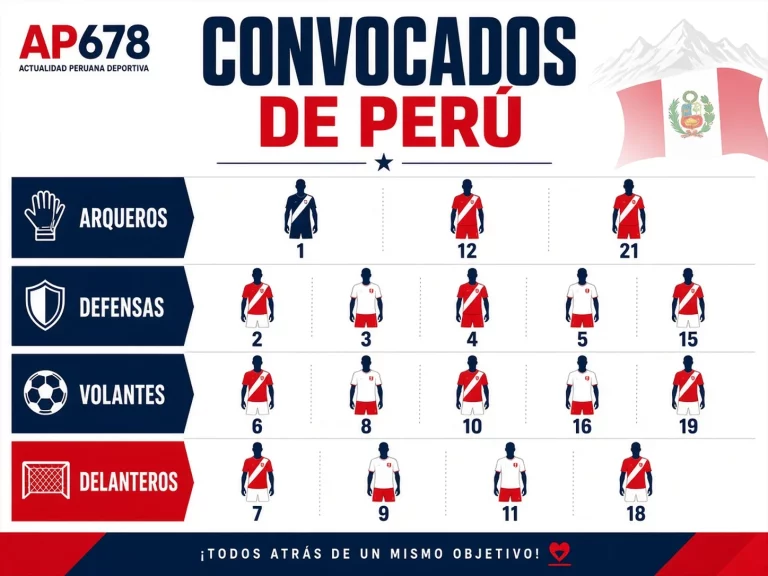 Lista de convocados de la Selección Peruana organizada por arqueros defensas mediocampistas y delanteros