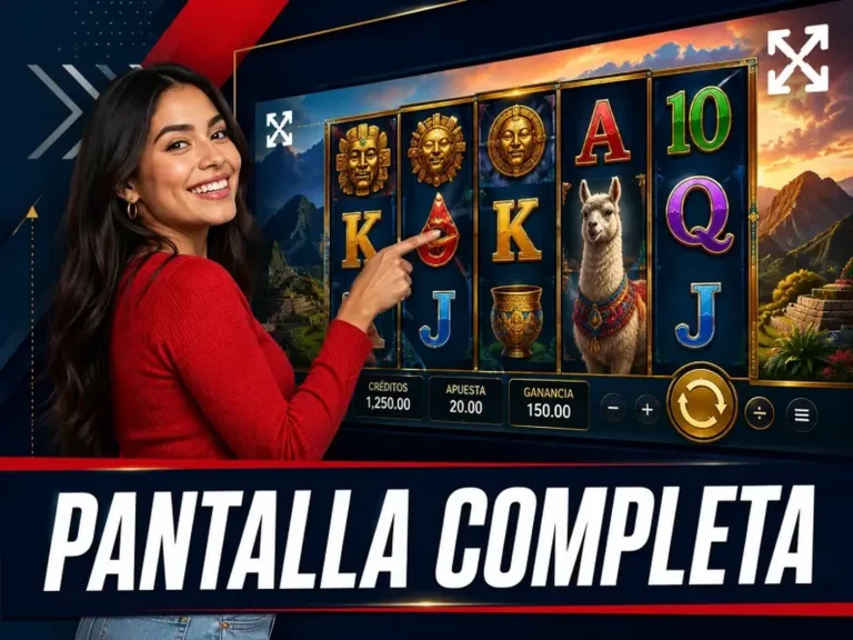 Mujer adulta usando una tragamonedas gratis a pantalla completa